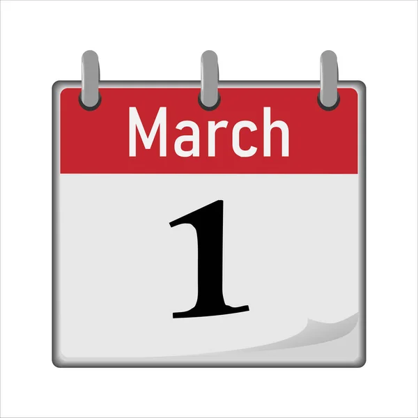 Εικονίδιο Ημερολογίου Είναι Πρώτος Αριθμός Του Μήνα Κόκκινο Και Άσπρο — Διανυσματικό Αρχείο
