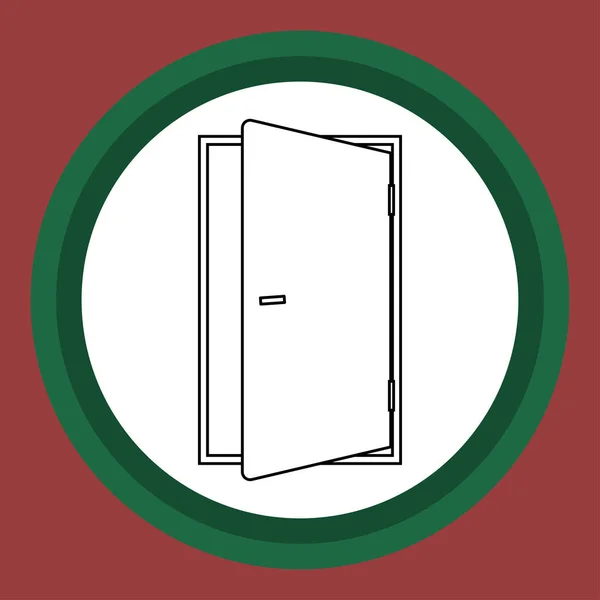 Das Türsymbol Kreis Schwarz Weiße Flache Innenraum Ikone Offene Und — Stockvektor