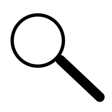 Büyüteç simgesi, bilgi için arama işareti. Bir arama motoru işareti, beyaz arka planda siyah, izole edilmiş bir büyüteç. İllüstrasyon istiyor.