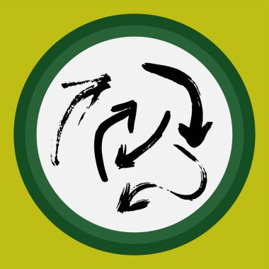 Elle çizilmiş ayrı bir kara ok. Beyaz daire üzerinde çok yönlü oklar. Yön ve nişan alma ayrı bir öge veya simge olarak kullanılabilir. İllüstrasyon istiyor.