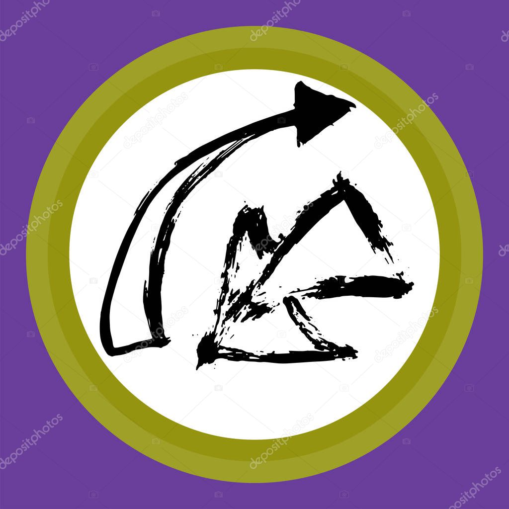 A separate isolated black arrow drawn by hand. Multi-directional arrows on a white circle. Direction and aiming can be used as a separate item or icon. Vector eps illustration.