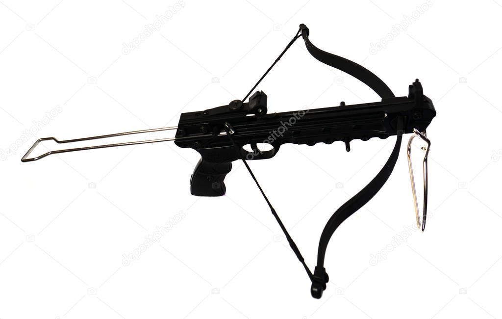 Sports black crossbow on a white background. 