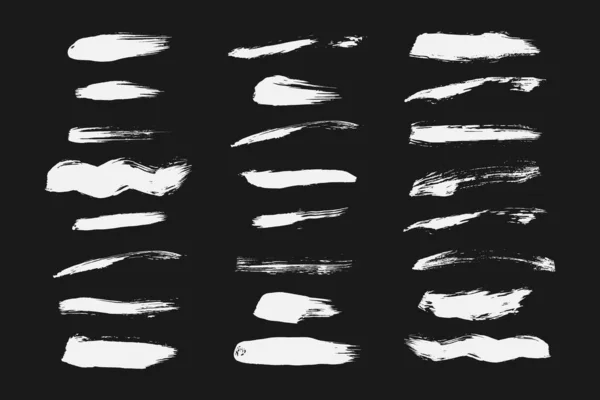 Set Brushes Black White Drawn Hand Set Textured Black Brushes — Stock Vector