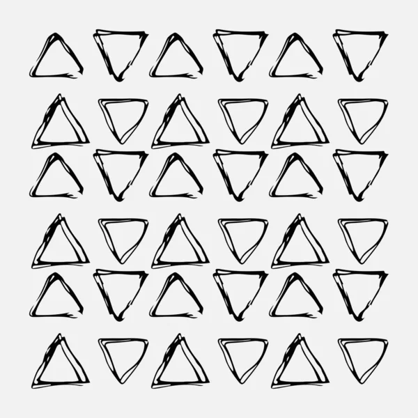 手描きで鉛筆で描くシンプルな幾何学形 形状の異なる種類 黒の白いスケッチの三角形 円と格子 ベクトルEpsイラスト — ストックベクタ