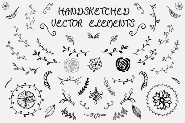 Hand-drawn vector elements. Spring elements. — Stock Vector