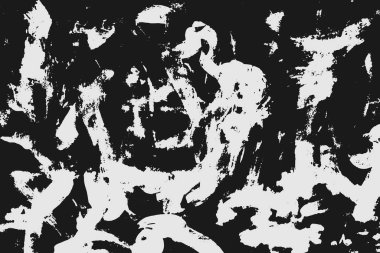 Uzun ve kısa aralıklarla fırçayla çizilmiş soyut siyah beyaz resim. Elle çizilmiş tek renkli bir resim. Kirli, pejmürde siyah boya lekeleri. İllüstrasyon istiyor.