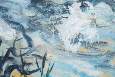 Suluboya ile boyanmış soyut bir arkaplan. Resim arkaplanı suluboya boya boya ve guaj ile boyanmış. Parlak soyut arkaplan.