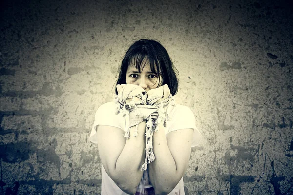 Frightened woman and fear — Stock Photo, Image
