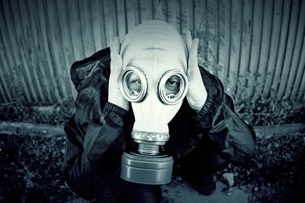 Žena plynovou masku — Stock fotografie