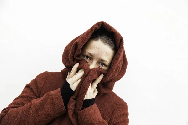 Battered woman with eyes damaged — Stock Photo, Image