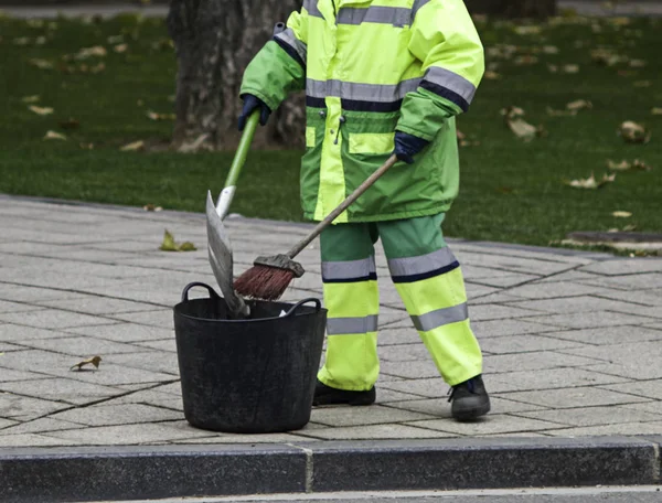 Straatveger werk — Stockfoto