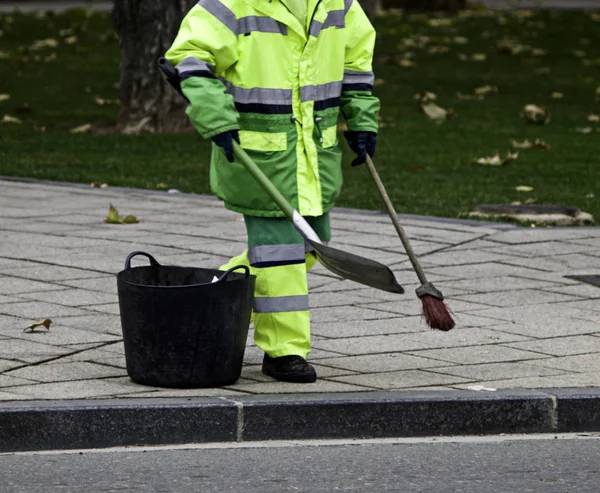 Straatveger werk — Stockfoto