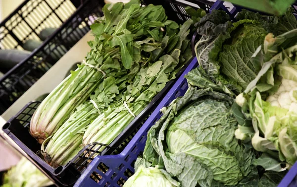 Spinach in greengrocer — Stock Photo, Image
