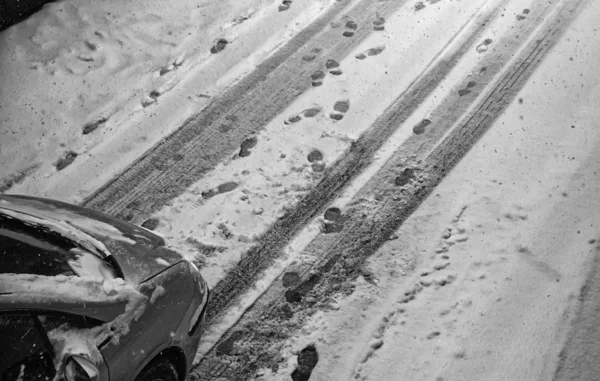 Carro de estrada de neve — Fotografia de Stock