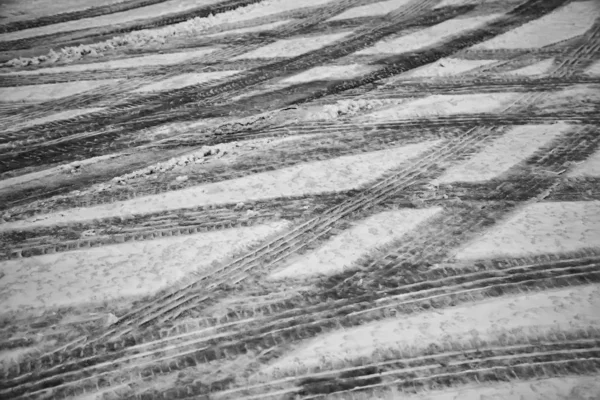 Estrada de gelo e neve — Fotografia de Stock