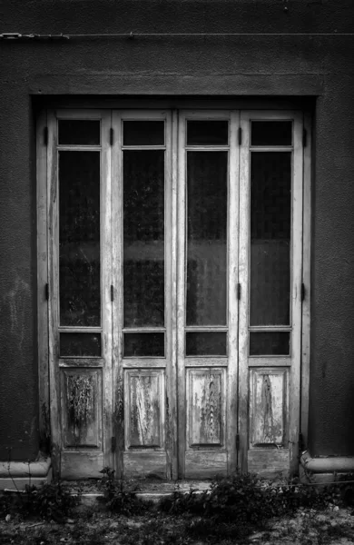Old Abandoned Wooden Door Construction Architecture — Stock Photo, Image