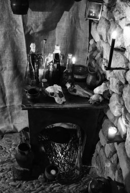 Büyücülük iksirleri ve merhemler ev dehşeti, kara büyü