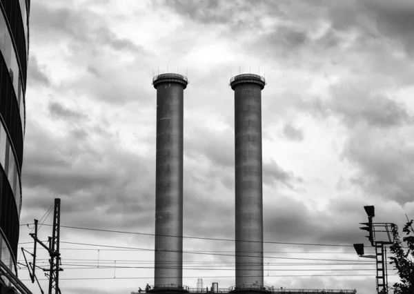 Fábrica Nuclear Con Chimenea Contaminante Humo Medio Ambiente Ecología —  Fotos de Stock