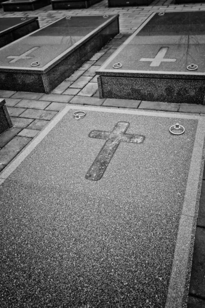Pierres Tombales Marbre Avec Croix Tombes — Photo