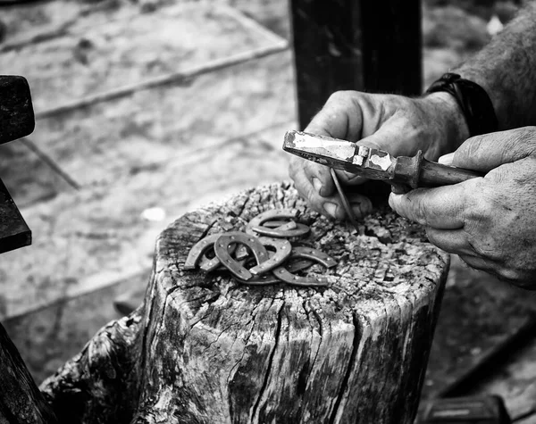 Artigiano Stampaggio Ferro Ferri Cavallo Imprese Professioni — Foto Stock