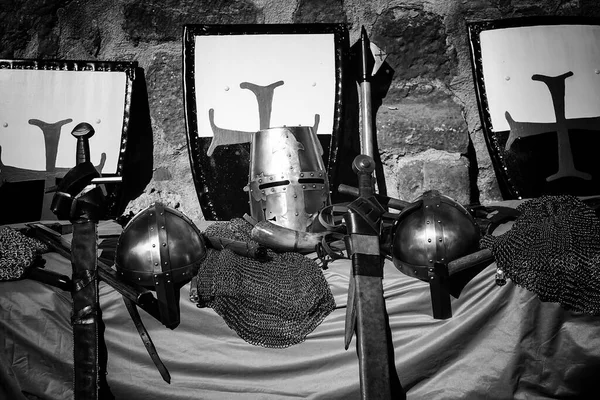 Antiguo Casco Armadura Metal Medieval Guerra Campeón — Foto de Stock