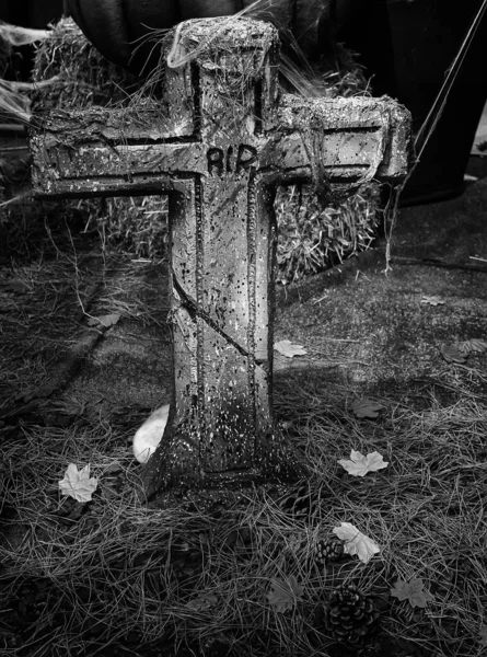 Hrobka Halloweenském Hřbitově Smrt Oslava — Stock fotografie