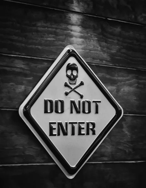 Cartaz Proibido Entrar Com Crânio Ponte Símbolo Perigo — Fotografia de Stock