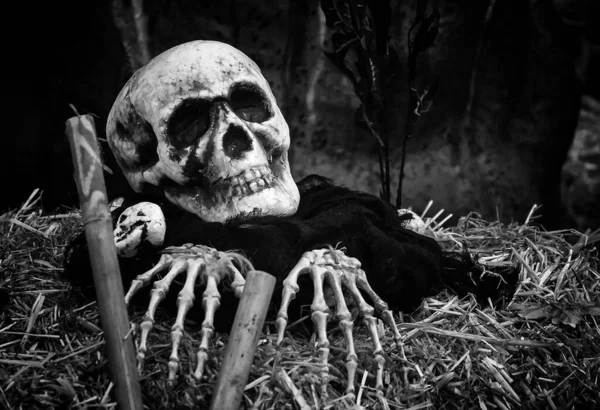Зомби Выходит Гробницы Дома Ужаса Хэллоуина Страха — стоковое фото