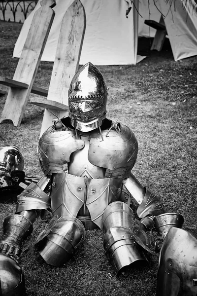 Mittelalterliche Helme Aus Stahl Und Eisen Geschichte — Stockfoto