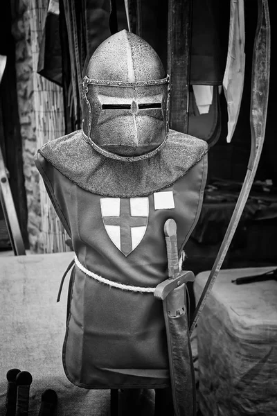 Armatura Medievale Uniforme Casco Storia — Foto Stock