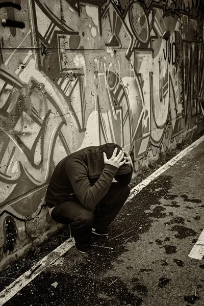 Pojke Rappare Desperat Urban Gata — Stockfoto