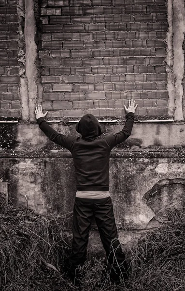 Boy Rapper Desperate Urban Street — Stock Photo, Image