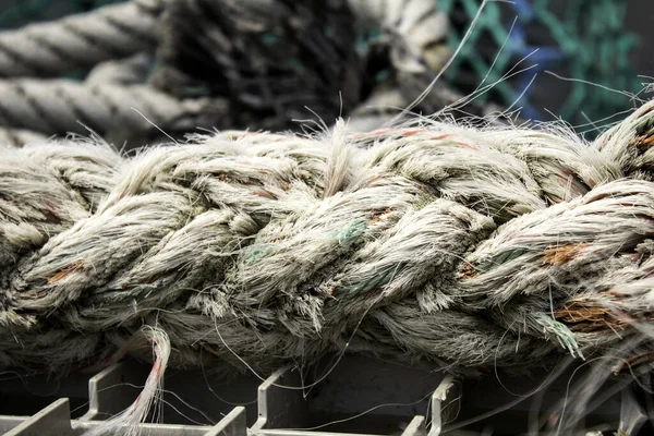 Corda Trançada Barco Pescador Indústria Transporte Fishmonger — Fotografia de Stock