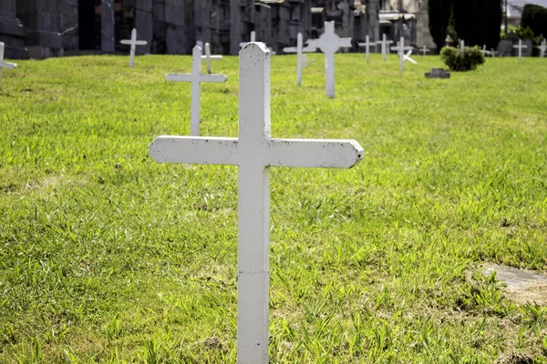 Cemetery with tombs in spain, religious symbol