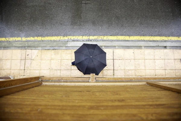 Person Umbrella Street Raining Nature Walking Stock Image