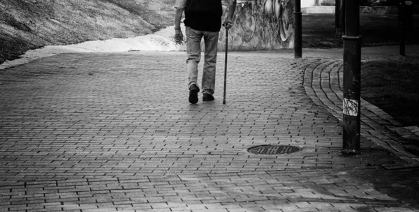 Elderly Man Cane Urban Street Elderly Active Sport — Stock Photo, Image