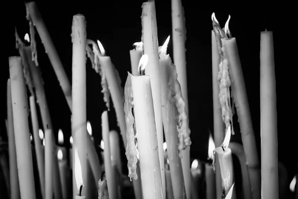 Velas Encendidas Capilla Lourdes Símbolos Religiosos Terrorismo — Foto de Stock