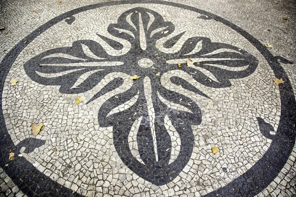 Piso Mosaico Lisboa Detalhe Decoração Cidade — Fotografia de Stock