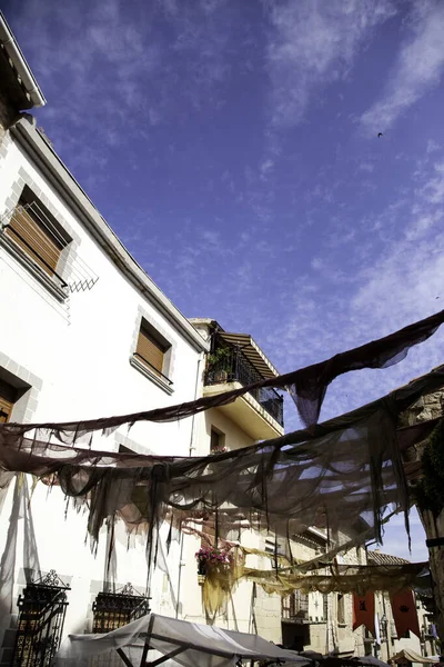 Ville Médiévale Fête Avec Drapeaux Décoration Construction — Photo