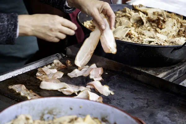 Hús Grillen Sült Hús Egy Parázsra Tűzzel — Stock Fotó