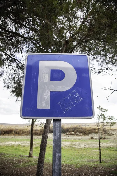 Sinal Estacionamento Rua Detalhes Informações — Fotografia de Stock