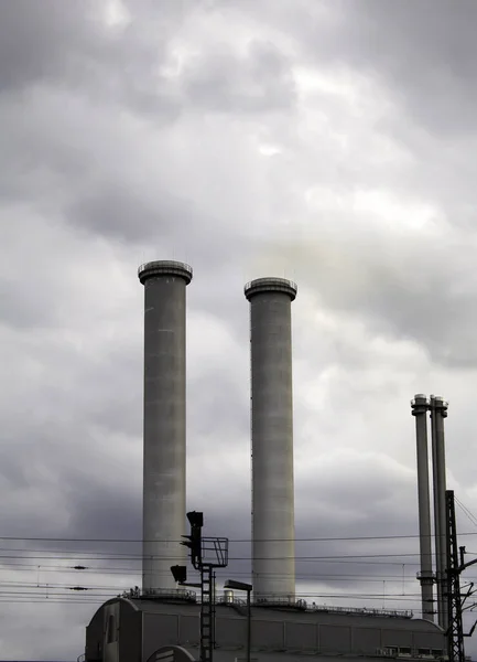Fabriksskorstenar Föroreningsdetaljer — Stockfoto
