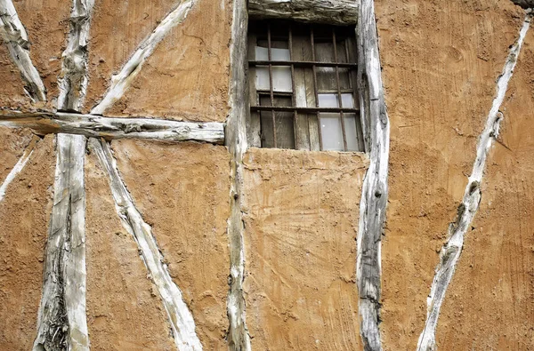 Ventana Rústica Con Bares Casa Pueblo Construcción Arquitectura —  Fotos de Stock