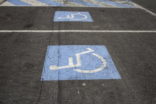 Símbolo Estacionamiento Para Discapacitados Vehículo Transporte Accesibilidad — Foto de Stock