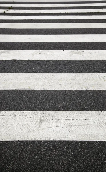 Zebra Crossing Asphalt Detail Information Pedestrians — Stock Photo, Image