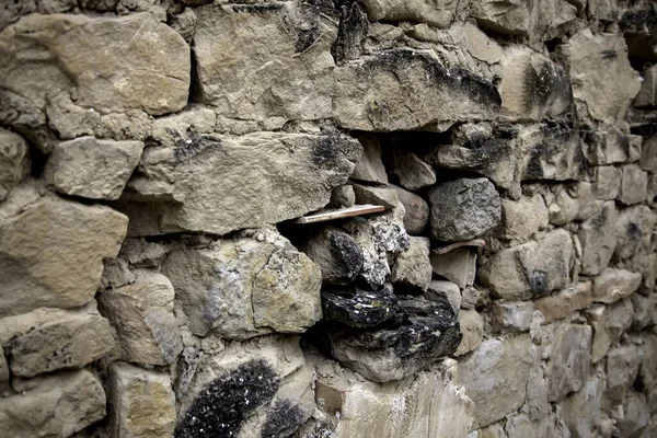 Getextureerde Stenen Muur Decoratie Detail Gevel — Stockfoto