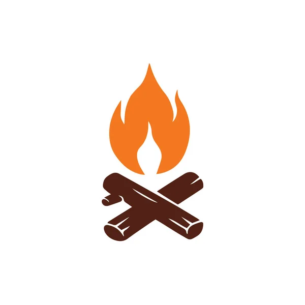 Kamp ateşi Logo dağ macera kamp için. Vektör çizim — Stok Vektör