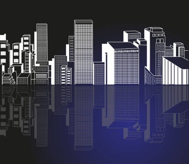 largest city  building and reflection clipart