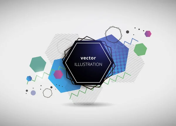 Vector abstraction hexagons and broken lines Stock Vector