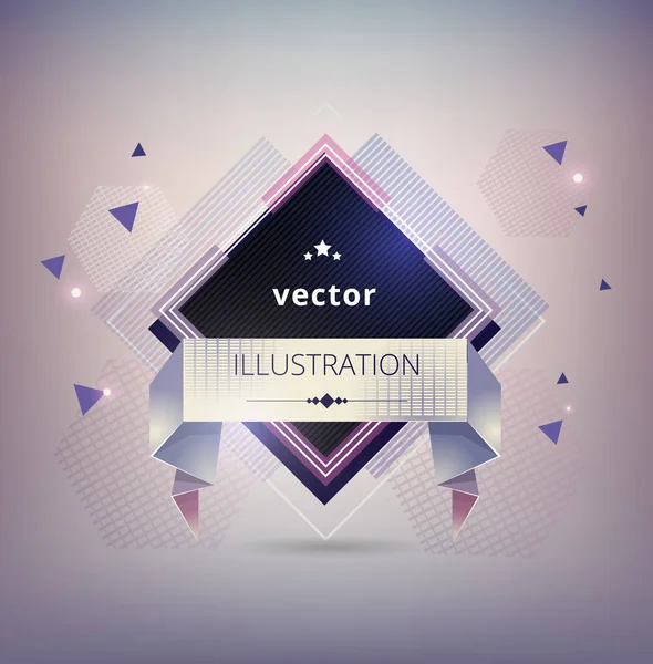 Vektor absztrakció, sokszögek és ezüst szalag — Stock Vector